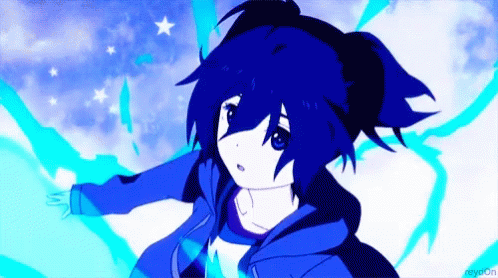 A Drawing Of A Girl With Blue Hair And A Blue Hoodie GIF