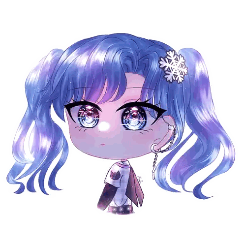 A Drawing Of A Girl With Blue Hair And A Snowflake On Her Hair Sticker