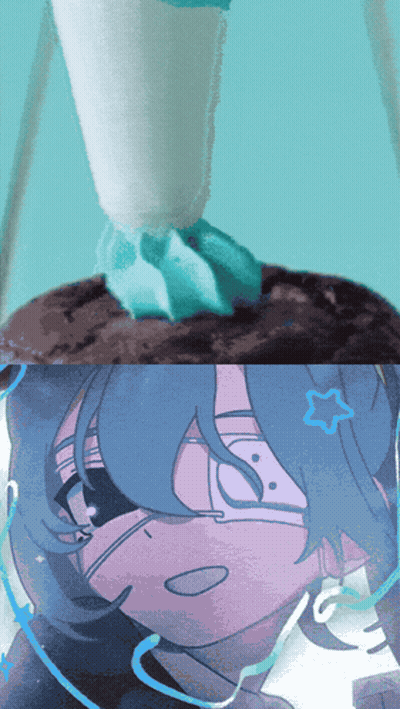 A Drawing Of A Girl With Blue Hair And A Star On Her Forehead GIF