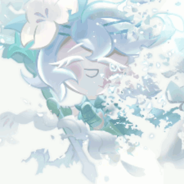 A Drawing Of A Girl With Blue Hair And White Flowers In Her Hair GIF