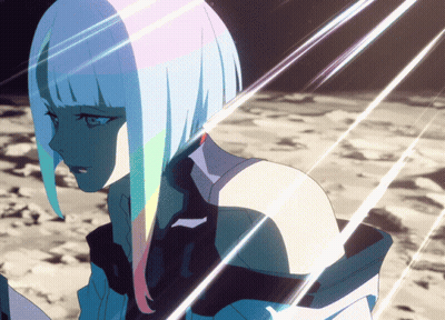 A Drawing Of A Girl With Blue Hair GIF