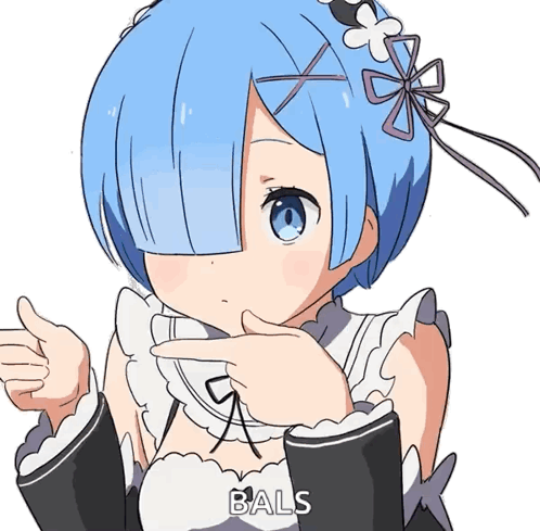 A Drawing Of A Girl With Blue Hair That Says Bal GIF