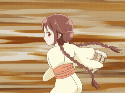 A Drawing Of A Girl With Braids And A Bucket In Her Hand GIF