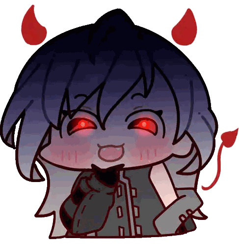 A Drawing Of A Girl With Devil Horns And Red Eyes Sticker