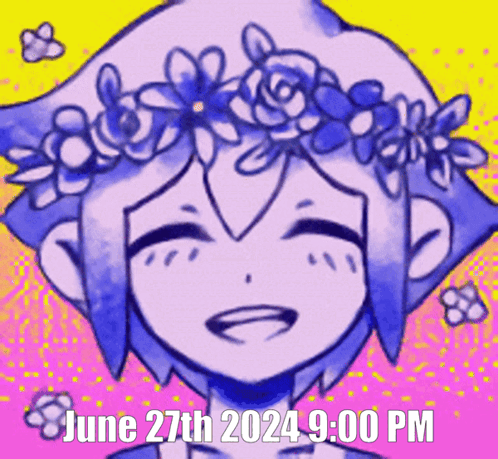 A Drawing Of A Girl With Flowers On Her Head And The Date June 27Th 2024 GIF