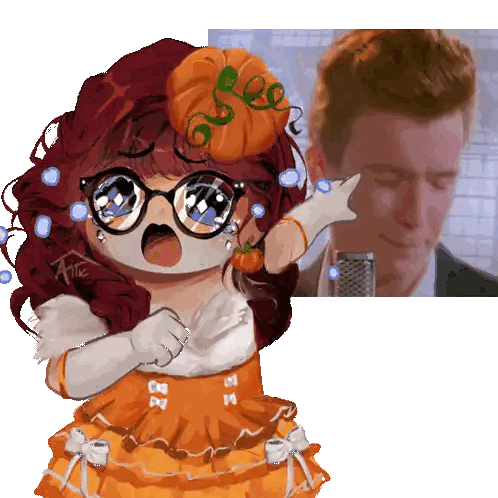 A Drawing Of A Girl With Glasses And A Pumpkin In Her Hair Sticker