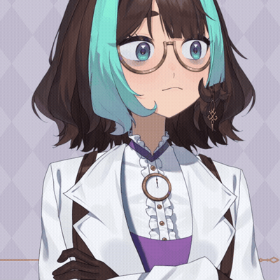 A Drawing Of A Girl With Glasses And A Purple Shirt GIF