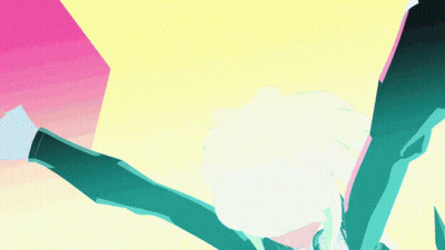 A Drawing Of A Girl With Green Hair And Purple Eyes With The Letter D On Her Neck GIF
