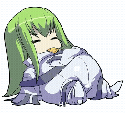A Drawing Of A Girl With Green Hair And The Word Hi GIF