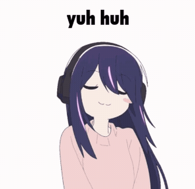 A Drawing Of A Girl With Headphones And The Words Yuh Huh GIF