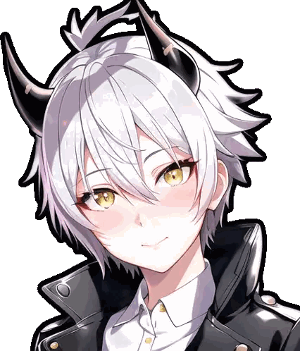 A Drawing Of A Girl With Horns And A Black Jacket Sticker