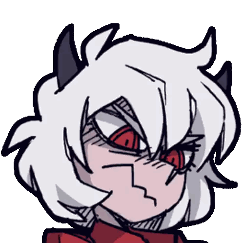 A Drawing Of A Girl With Horns And White Hair Sticker