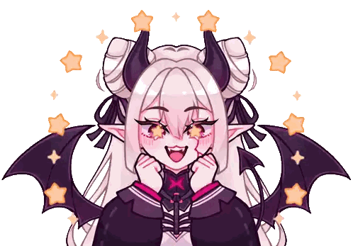 A Drawing Of A Girl With Horns And Wings With Stars Around Her Sticker