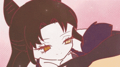 A Drawing Of A Girl With Horns On Her Head . GIF