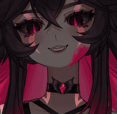 A Drawing Of A Girl With Long Black Hair And A Choker Around Her Neck GIF