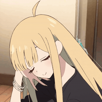 A Drawing Of A Girl With Long Blonde Hair Covering Her Face With Her Hand GIF