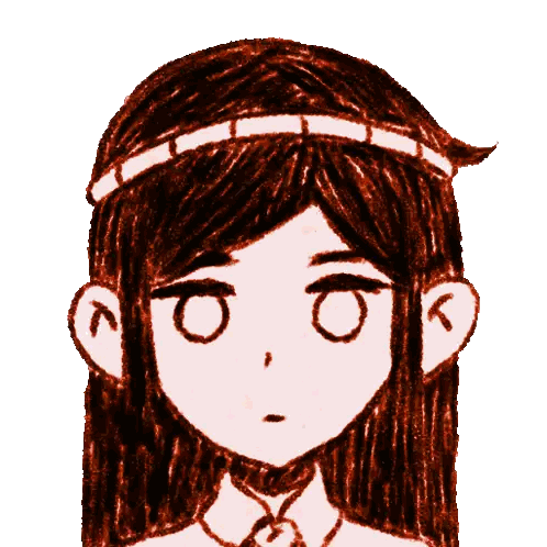A Drawing Of A Girl With Long Brown Hair And A Headband Sticker