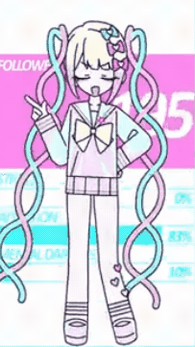 A Drawing Of A Girl With Long Hair And A Bow On Her Hair . GIF