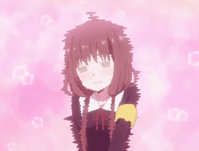A Drawing Of A Girl With Long Hair And A Yellow Badge GIF