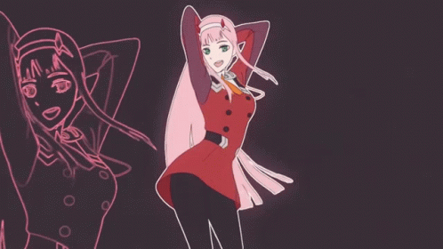 A Drawing Of A Girl With Long Pink Hair GIF