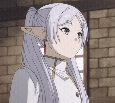 A Drawing Of A Girl With Long White Hair And Ears GIF