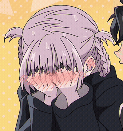 A Drawing Of A Girl With Pigtails Covering Her Face GIF