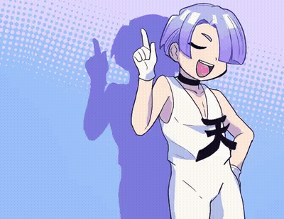 A Drawing Of A Girl With Purple Hair And A Choker GIF