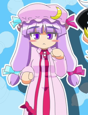 A Drawing Of A Girl With Purple Hair And A Crescent Moon On Her Hat GIF