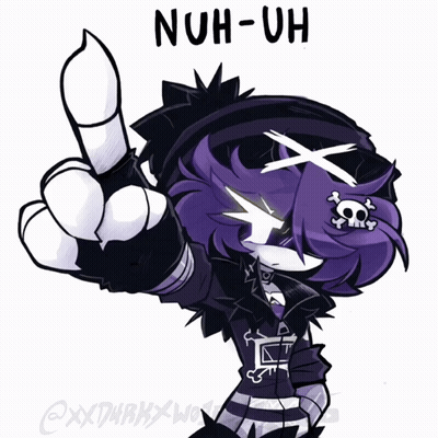 A Drawing Of A Girl With Purple Hair And The Words Nuh-Uh Written Above Her GIF
