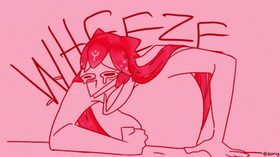 A Drawing Of A Girl With Red Hair And A Smiley Face On Her Forehead GIF