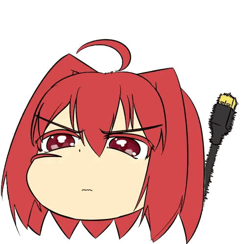 A Drawing Of A Girl With Red Hair Holding A Black Cable Sticker