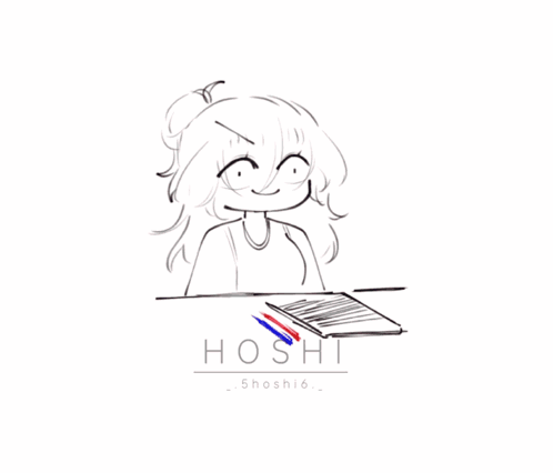 A Drawing Of A Girl With The Name Hoshi On The Bottom Right GIF