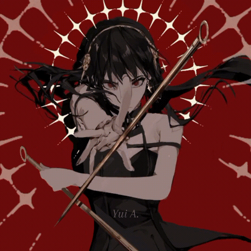 A Drawing Of A Girl With The Name Yui A. On The Bottom GIF