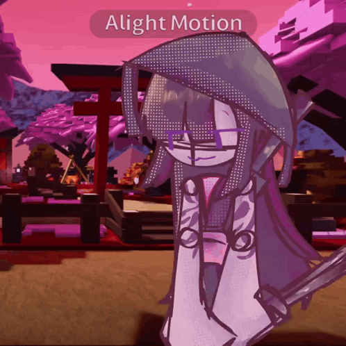 A Drawing Of A Girl With The Word Alight Motion On The Top GIF