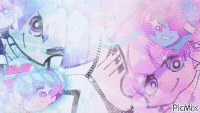 A Drawing Of A Girl With The Word " Picmix " At The Bottom GIF