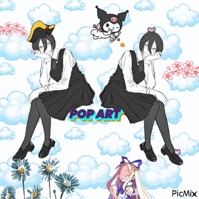 A Drawing Of A Girl With The Word Pop Art On The Bottom GIF