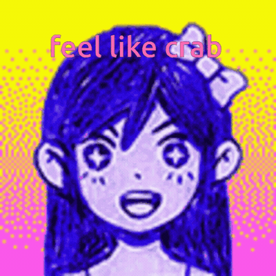 A Drawing Of A Girl With The Words " Feel Like Crab " Above Her GIF