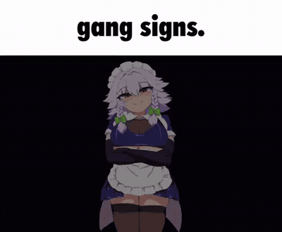 A Drawing Of A Girl With The Words Gang Signs On The Bottom GIF