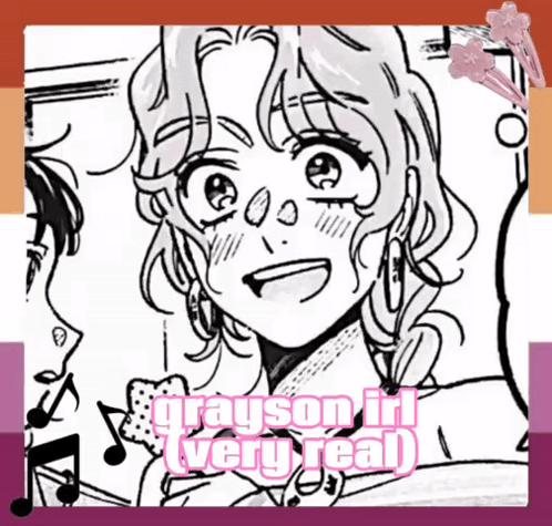 A Drawing Of A Girl With The Words Grayson Girl Very Real GIF