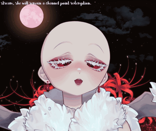 A Drawing Of A Girl With The Words Stream She Will Remain A Channel Point Redemption At The Top GIF