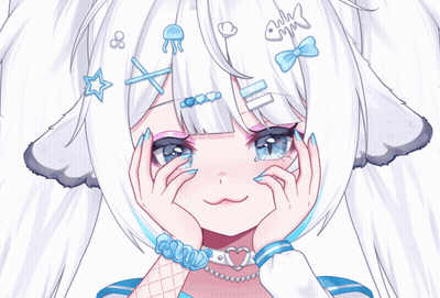 A Drawing Of A Girl With White Hair And A Choker That Says Good On It GIF