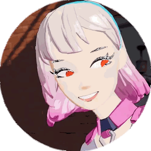 A Drawing Of A Girl With White Hair And Pink Highlights Sticker