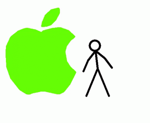 A Drawing Of A Green Apple With A Black Line Going Through It GIF