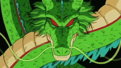 A Drawing Of A Green Dragon With Red Eyes And A Long Tail GIF