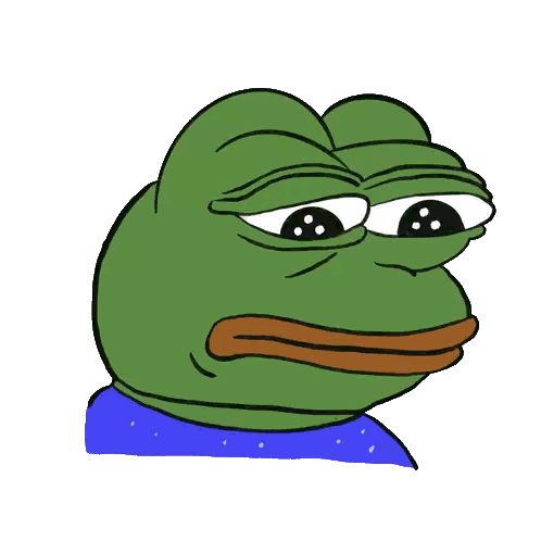 A Drawing Of A Green Frog With A Sad Look On Its Face Sticker