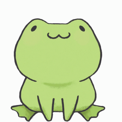 A Drawing Of A Green Frog With A Smiley Face On Its Face GIF