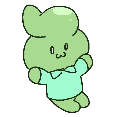A Drawing Of A Green Rabbit Wearing A Blue Shirt Sticker