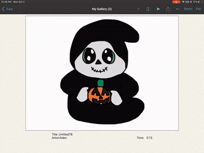 A Drawing Of A Grim Reaper Holding A Pumpkin Is On A Phone Screen GIF