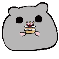 A Drawing Of A Hamster Holding A Cake With Candles On It Sticker