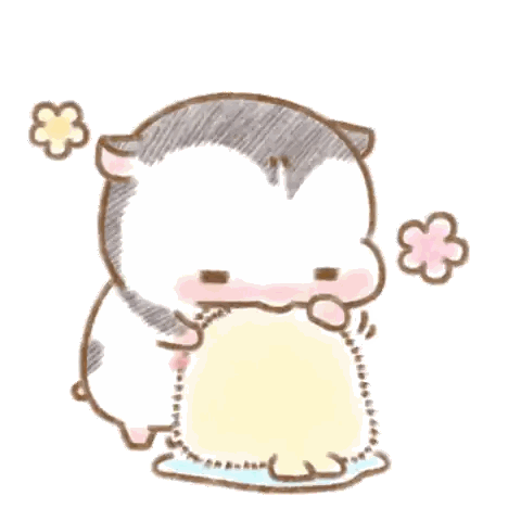 A Drawing Of A Hamster Holding A Yellow Pillow Sticker